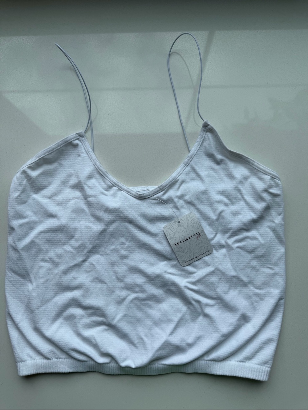 Free People White Ribbed Cropped Camisole